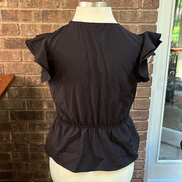 Milk & Honey Faux Wrap Black Ruffle Sleeve and Eyelet Blouse XL - Picture 3 of 8